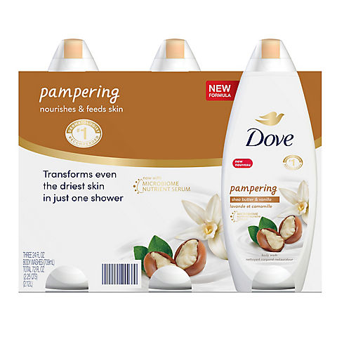 Dove Pampering Body Wash Shea Butter with Warm Vanilla Scent, 3 pk./24 oz.