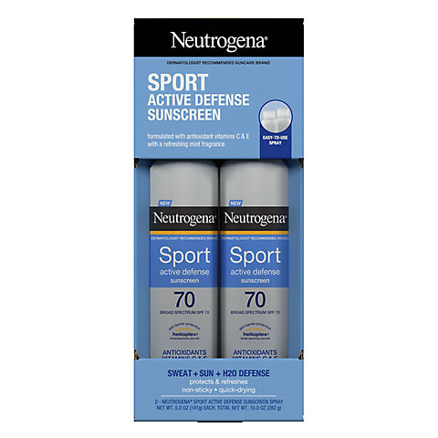 Neutrogena Sport Active Defense SPF 70 Sunscreen Spray, 2 pk. /5 oz.