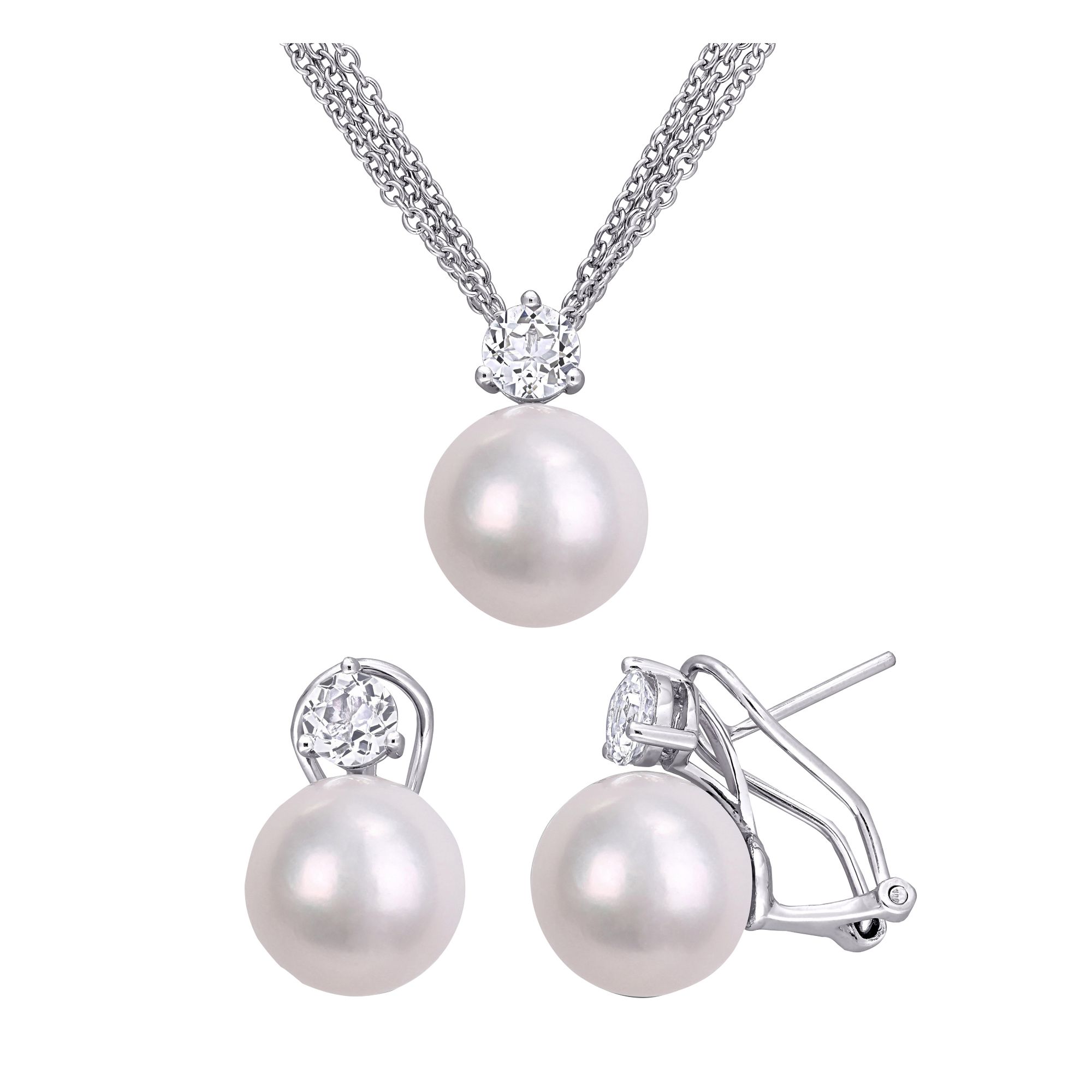 Pearl and deals white topaz earrings