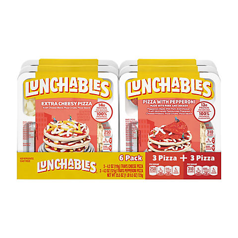 Lunchables Pizza with Pepperoni & Extra Cheesy Pizza Variety Pack, 6 pk.