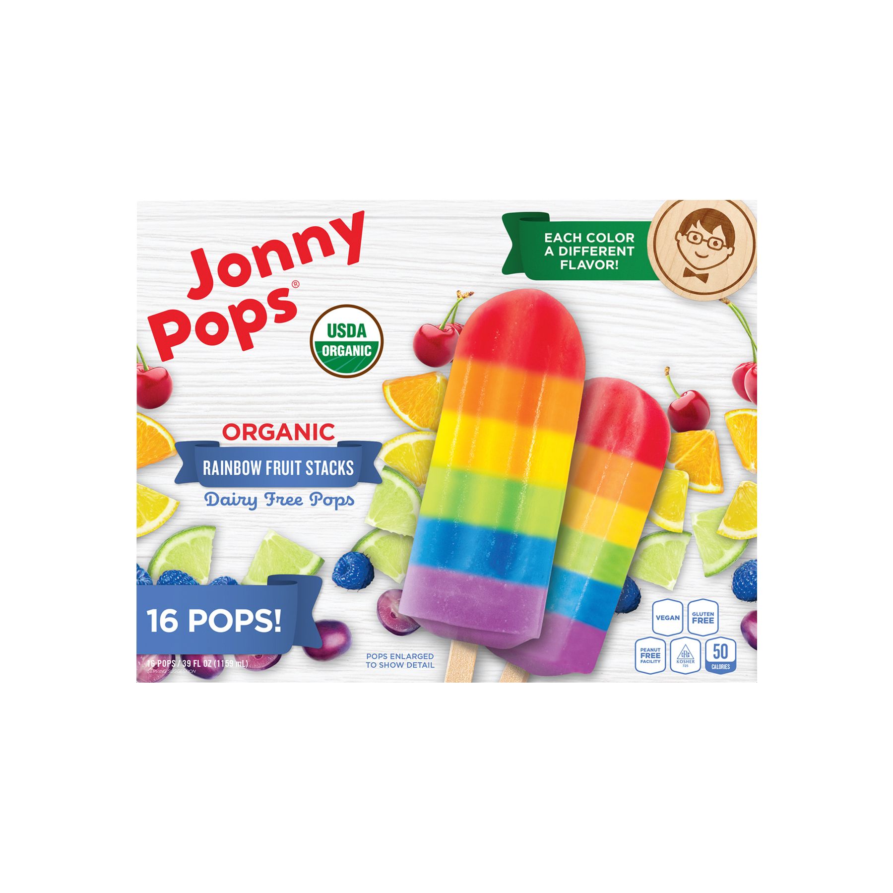 JonnyPops Organic Rainbow Fruit Stacks Pops, 16 ct. | BJ's Wholesale Club