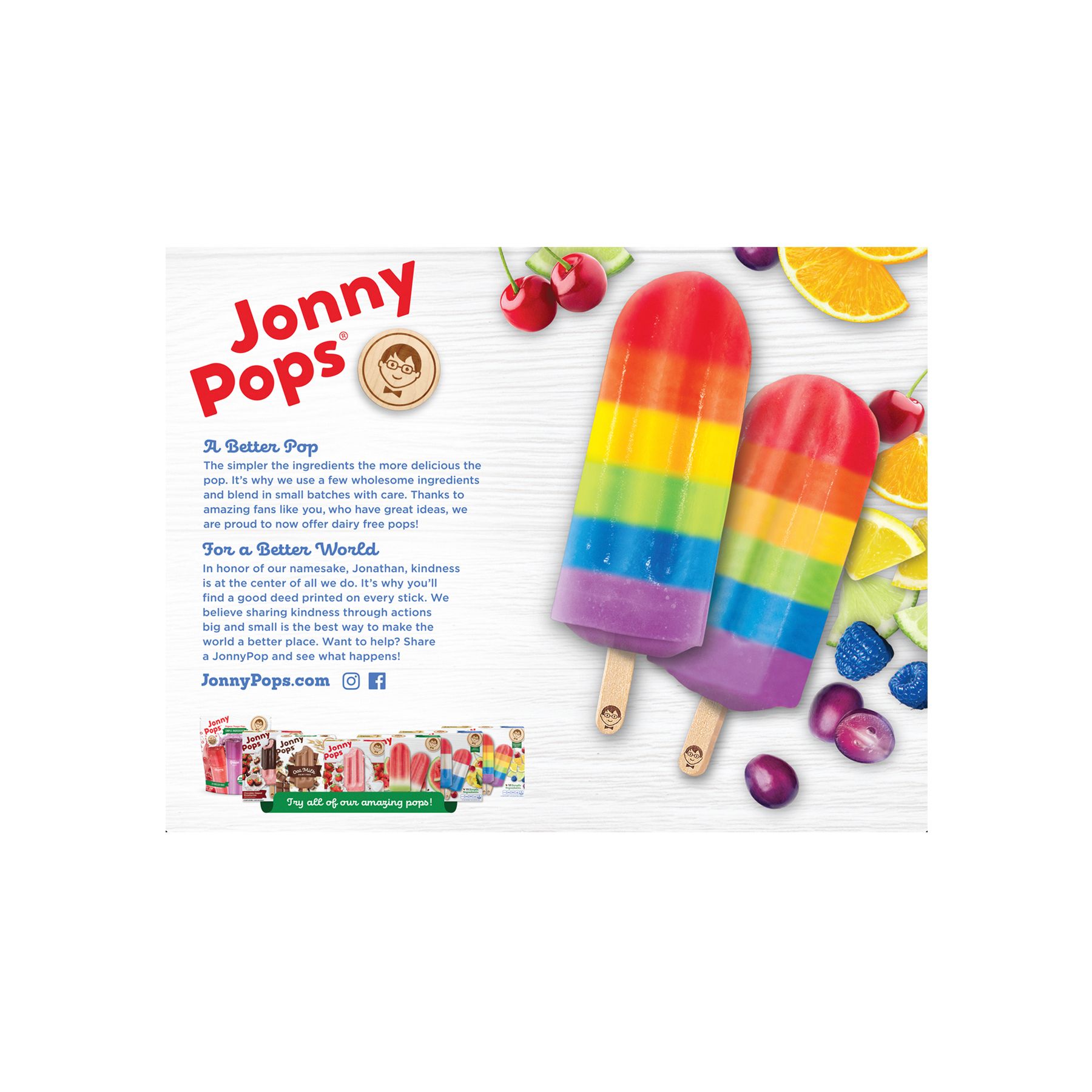 JonnyPops Organic Rainbow Fruit Stacks Pops, 16 ct.