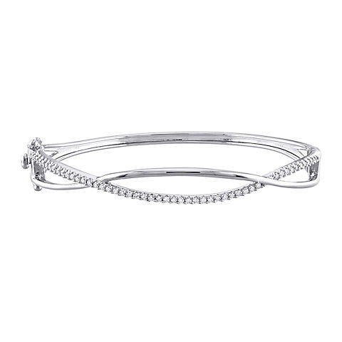 .50 ct. DEW Moissanite Criss-Cross Bangle in Sterling Silver