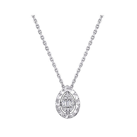 Diamond Accent Cluster Halo Pendant Necklace in 14k White Gold