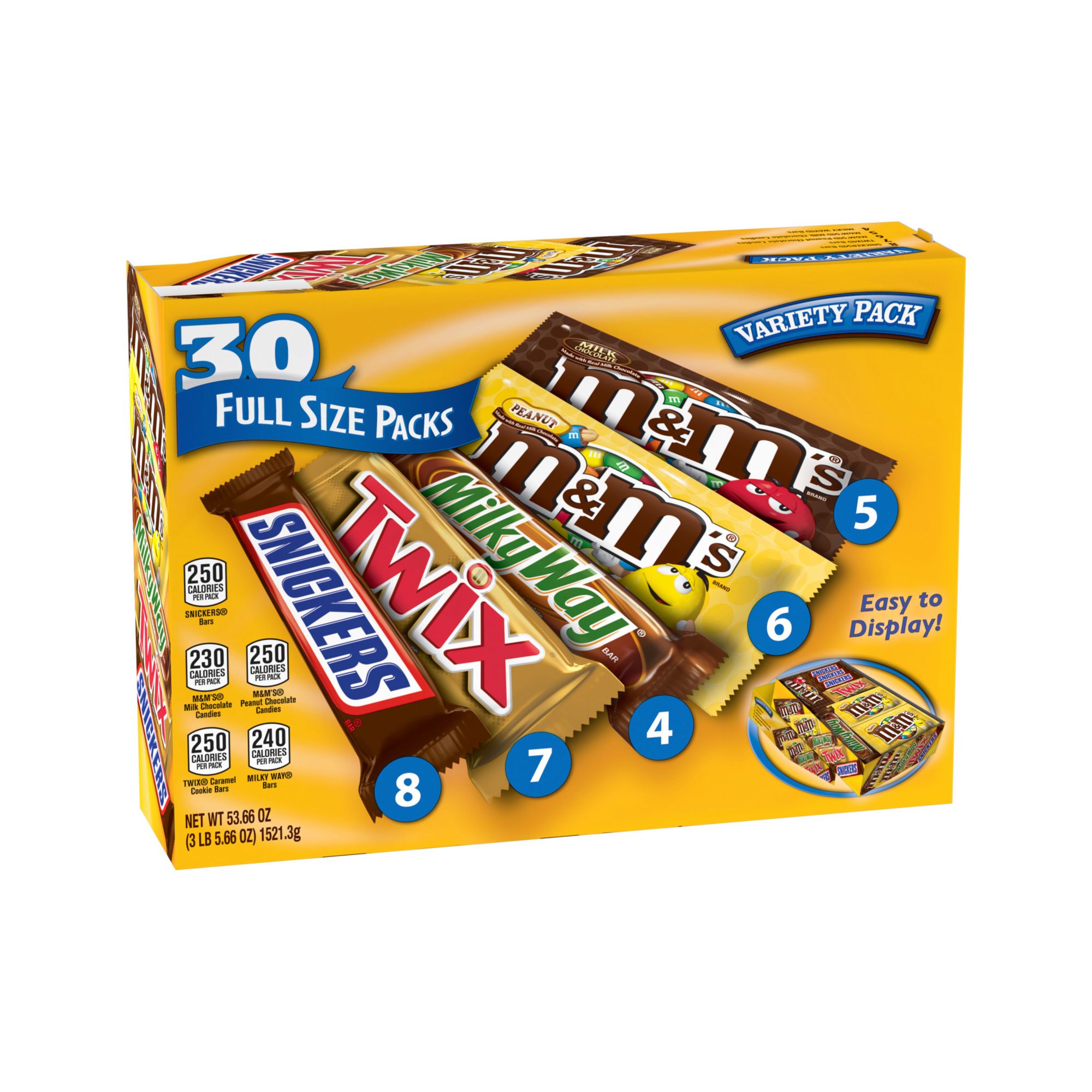 M&M's, Twix, Snickers & Milky Way Full Size Chocolate Candy Bars ...