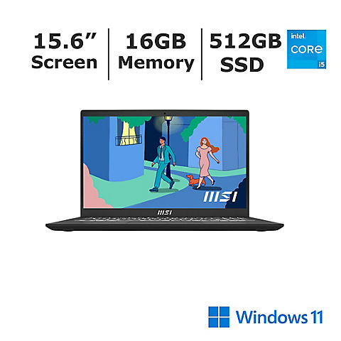 MSI Modern 15 Ultra Thin 15.6" Laptop, Core i5-1235U, 512GB SSD, 16GB