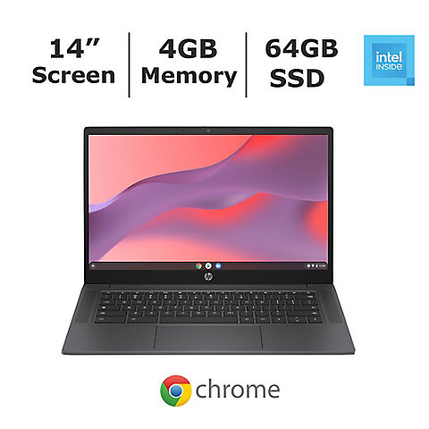 HP Inc. Chromebook 14" 14A-NF0000NR, Intel Processor N100, 4GB Memory, 64GB SSD - Gray