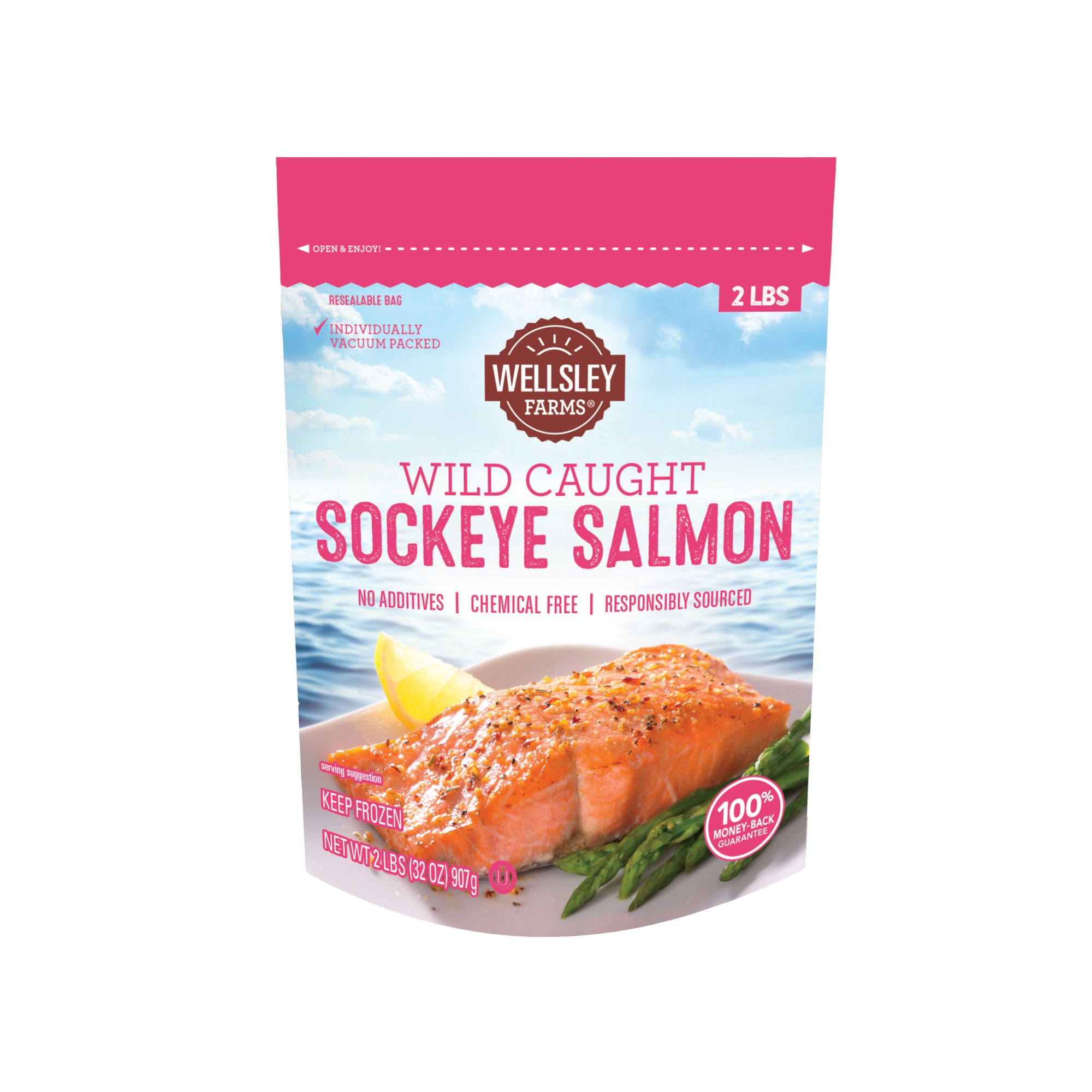 Blue Circle Foods Wild-Caught Sockeye Salmon | 16 oz bag (2 Packs / 8  Portions)