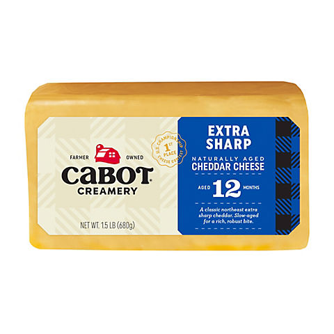 Cabot Naturally Aged Extra Sharp Cheddar Cheese, 1.5 lbs.