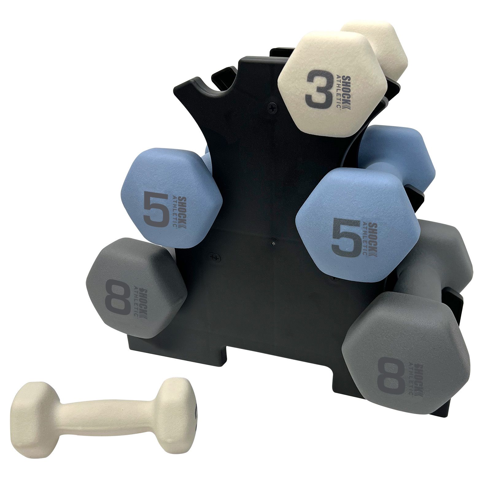 Shock Athletic 32 lbs. Dumbbell Set with Storage Rack