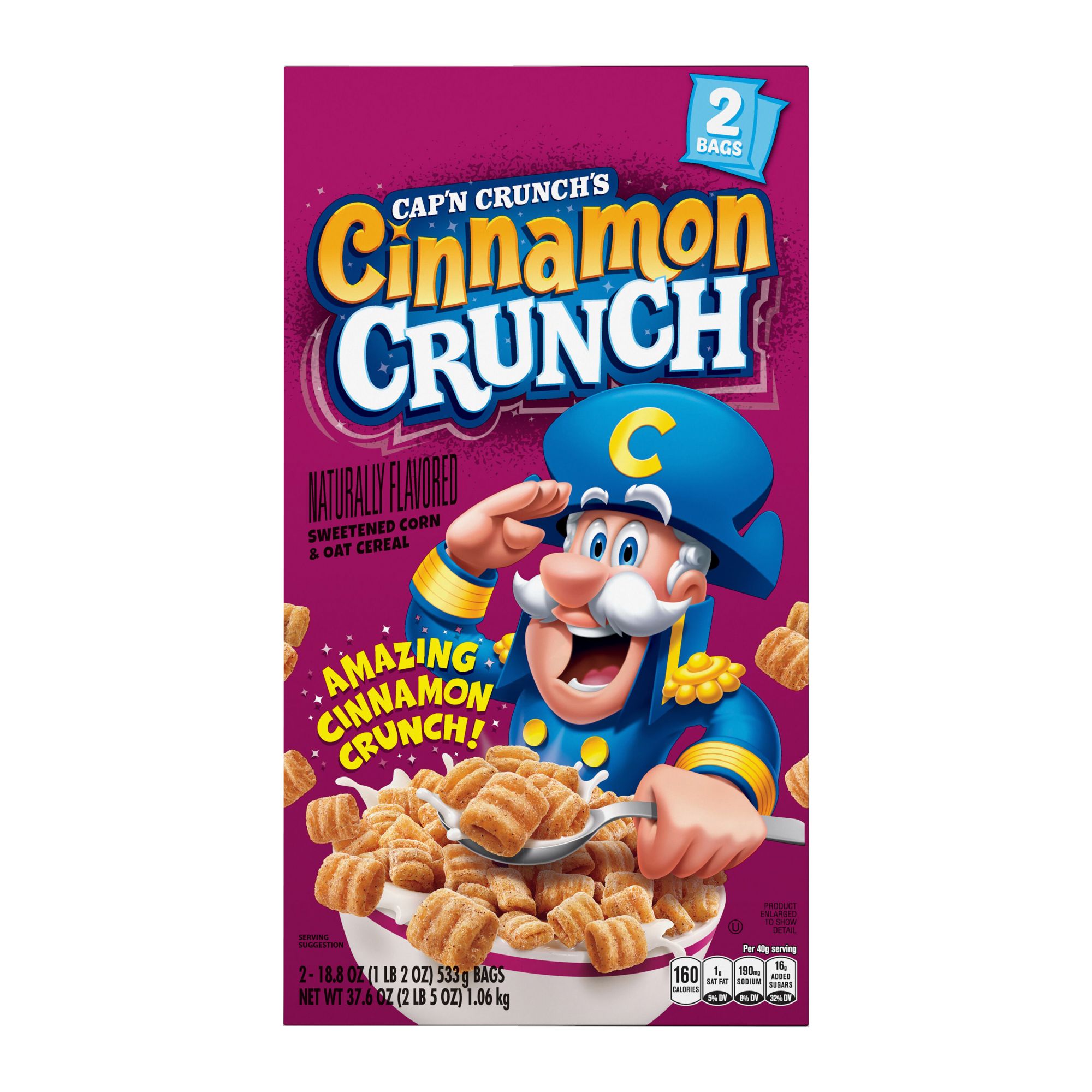 Captain Crunch Cinnamon Crunch Cereal, 2 pk./18.8 oz. | BJ's Wholesale Club