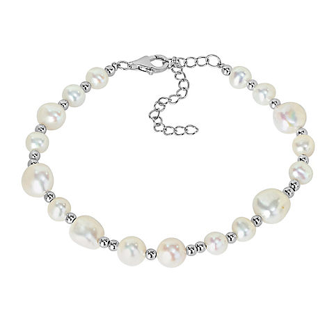 Cultured Freshwater Pearl Bracelet with Beads in Sterling Silver