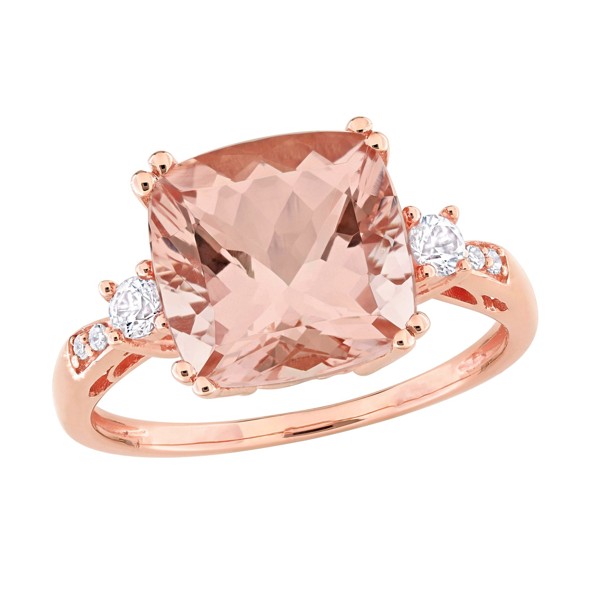 Morganite Created White Sapphire and Diamond Accents Cocktail Ring in 10k Rose Gold BJ s Wholesale Club