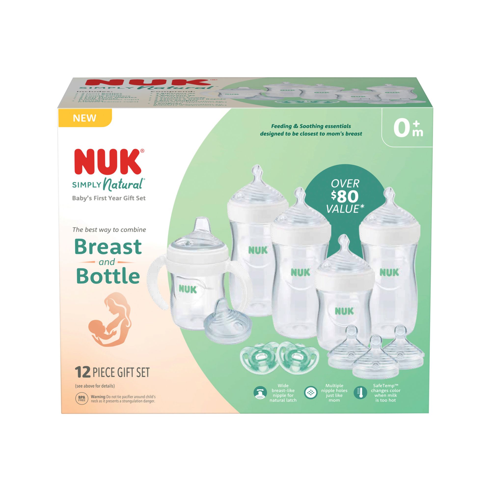 NUK Simply Natural Bottles with SafeTemp 12-Pc. Gift Set | BJ's ...