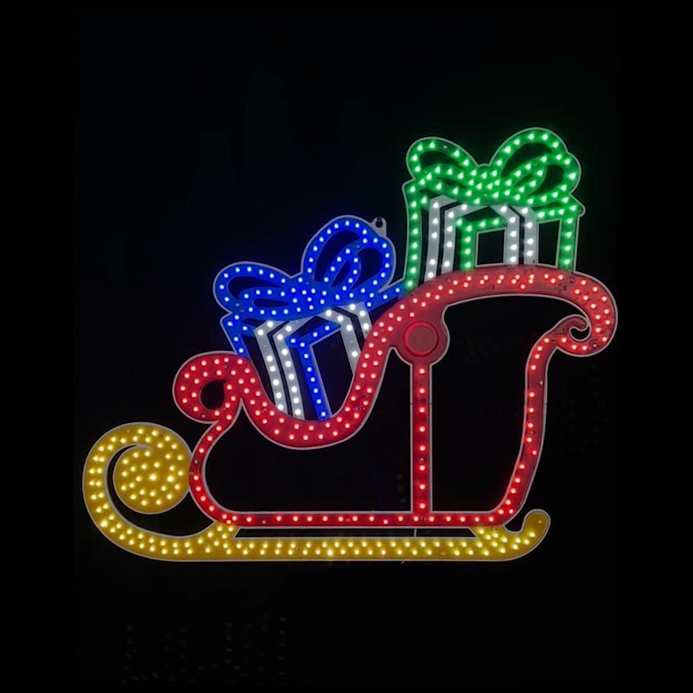 Berkley Jensen Hi-Vibrant Twinkling LED Sleigh with Presents for Holidays