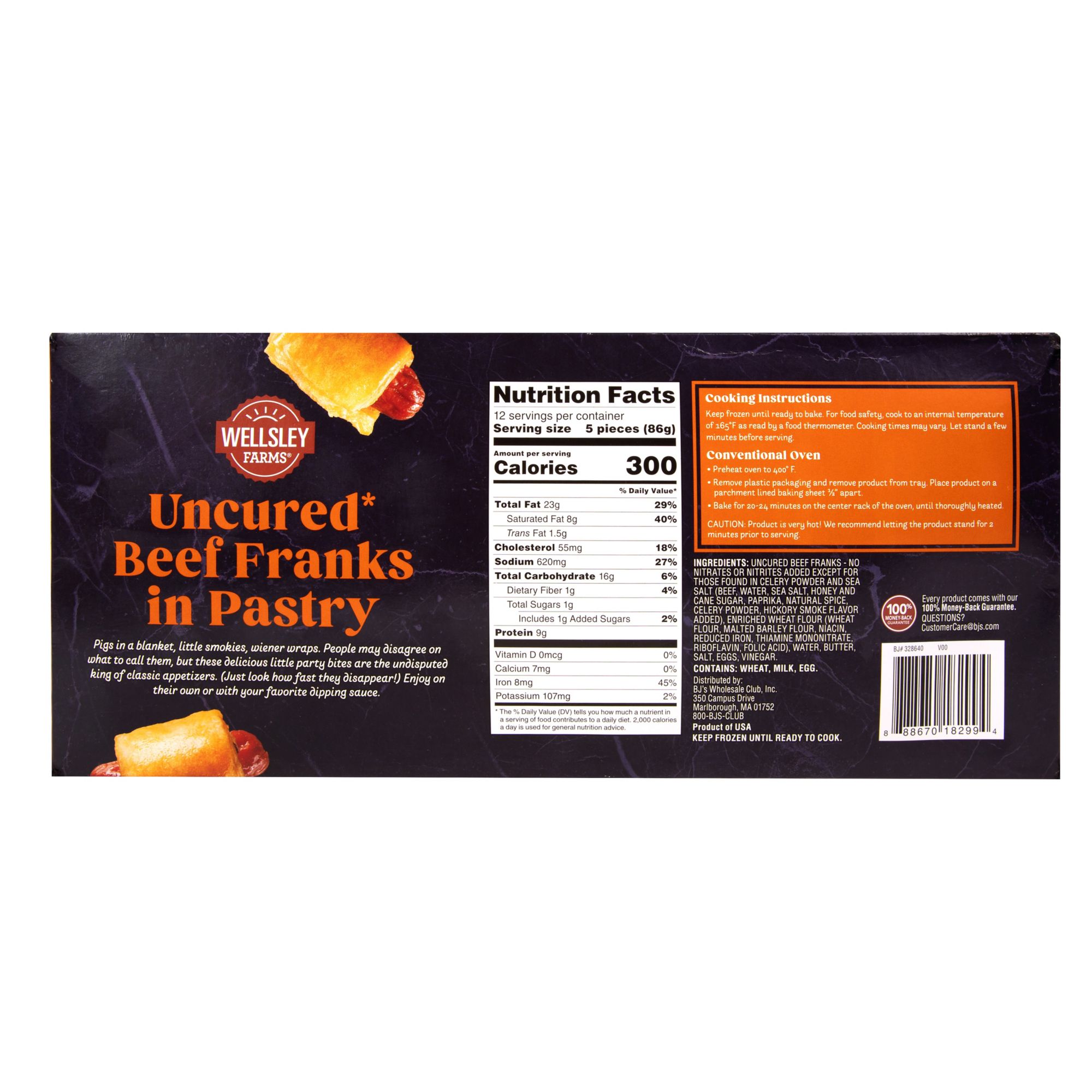 Wellsley Farms Uncured Cocktail Beef Franks in Puff Pastry, 60 ct.