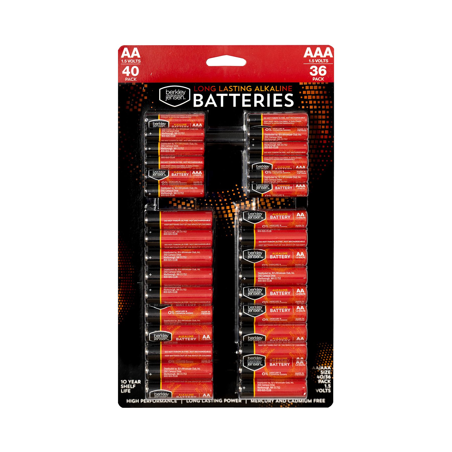 Berkley Jensen AA and AAA Alkaline Batteries Combo Pack, 76 ct 