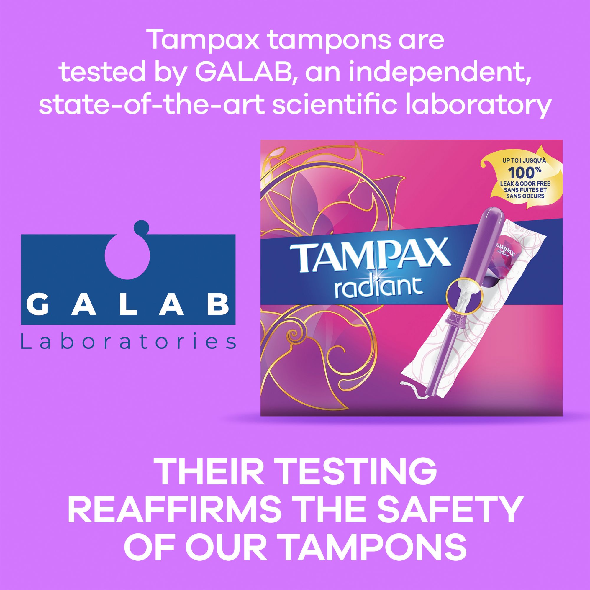 Tampax Radiant Tampons Multipack, LeakGuard Braid, Regular/Super/Super Plus Absorbency, Unscented, 77 ct.
