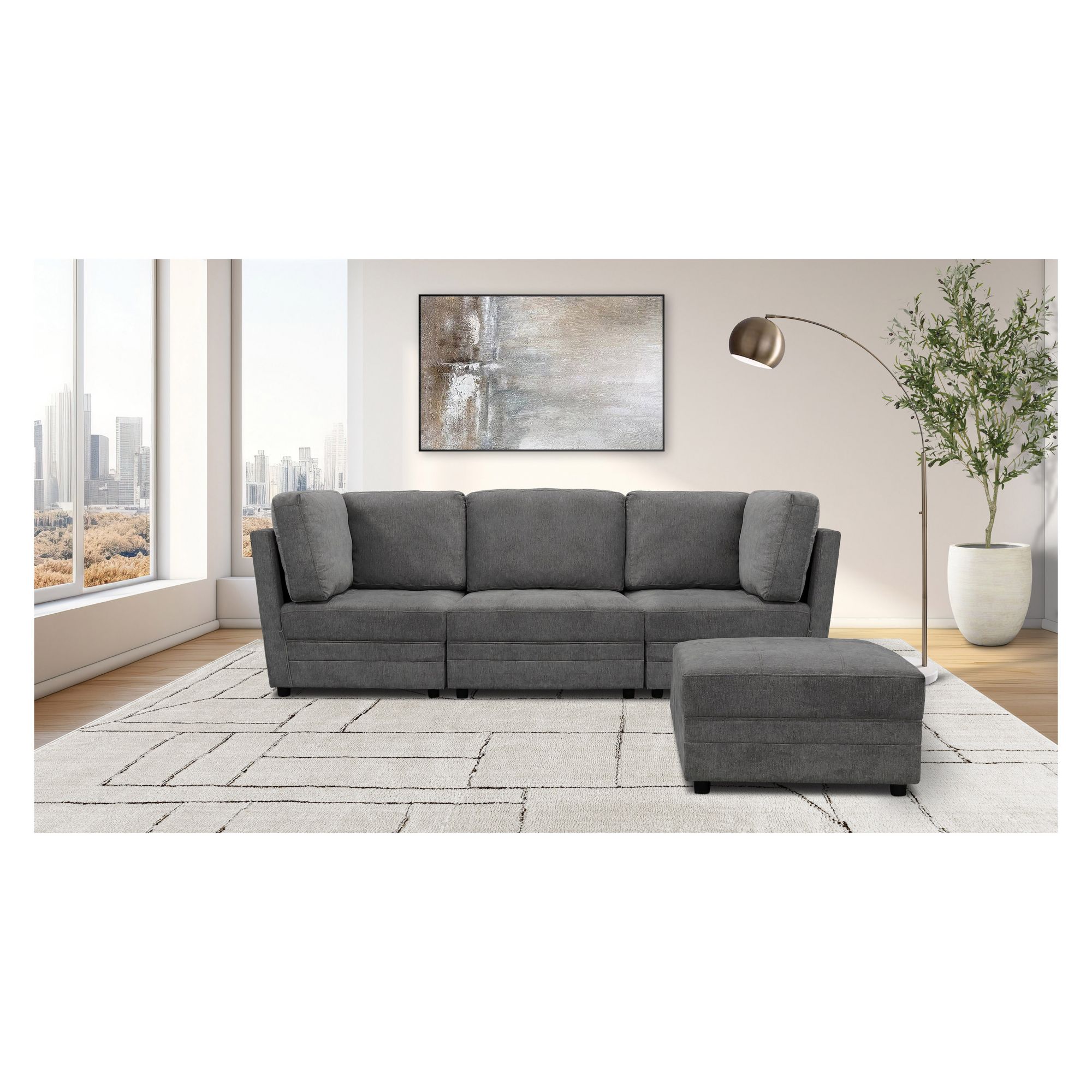 Abbyson Home Brentwood 4-Pc. Sectional Set - Dark Gray