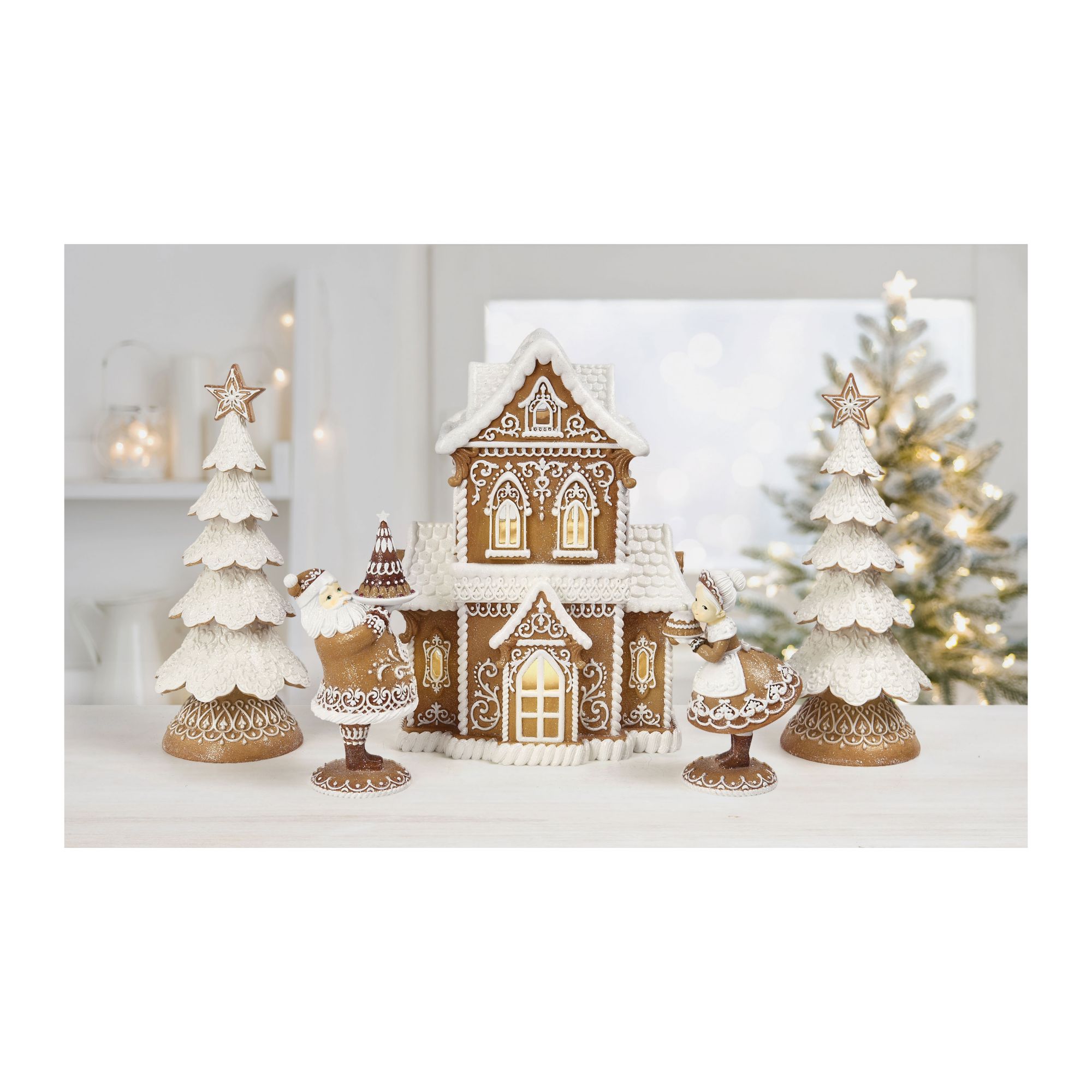 Pre Lit 5 piece Gingerbread buy Village