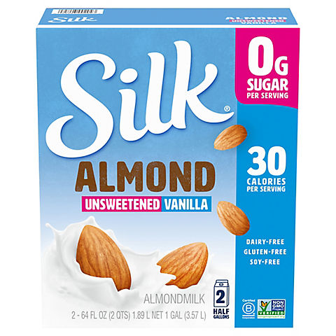 Silk Unsweetened Vanilla Almond Milk, 2 pk./64 oz.