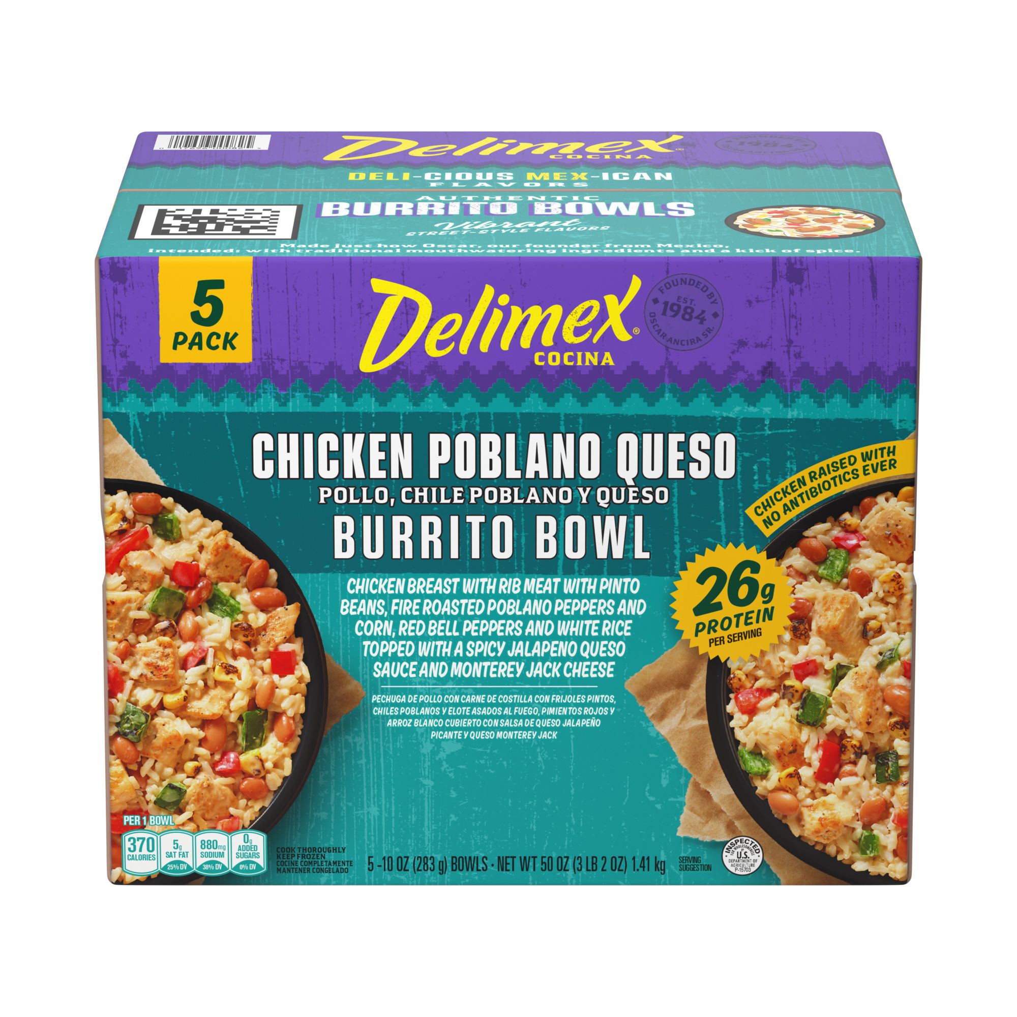 Delimex Chicken Poblano Queso Frozen Burrito Bowl, 5 ct. | BJ's ...