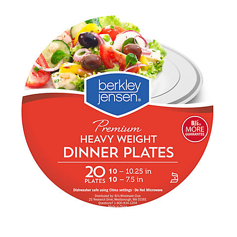 Berkley Jensen Heavyweight Premium Plastic Plates, 20 ct.