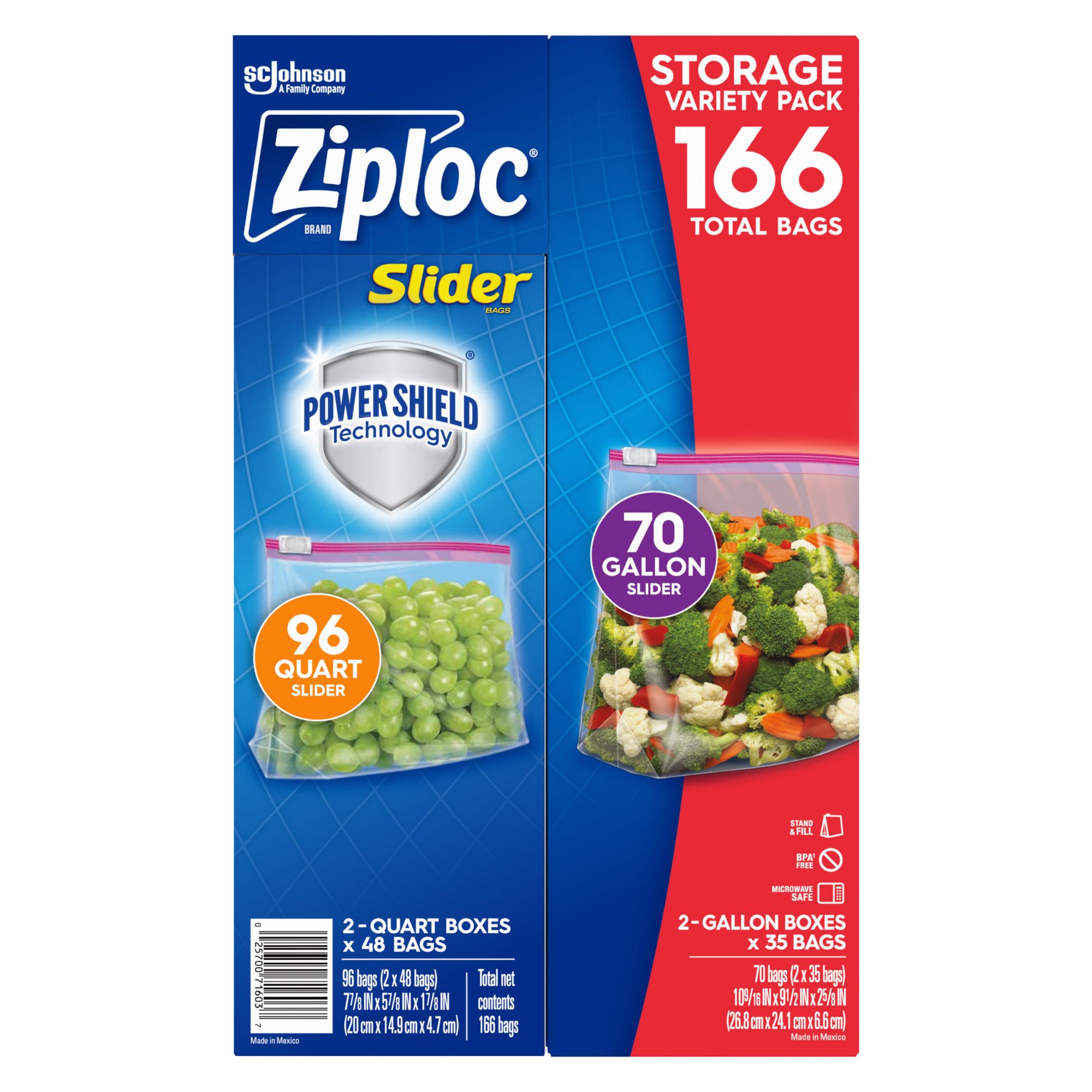 Ziploc Storage Slider Variety Pack 166 ct. BJ s Wholesale Club