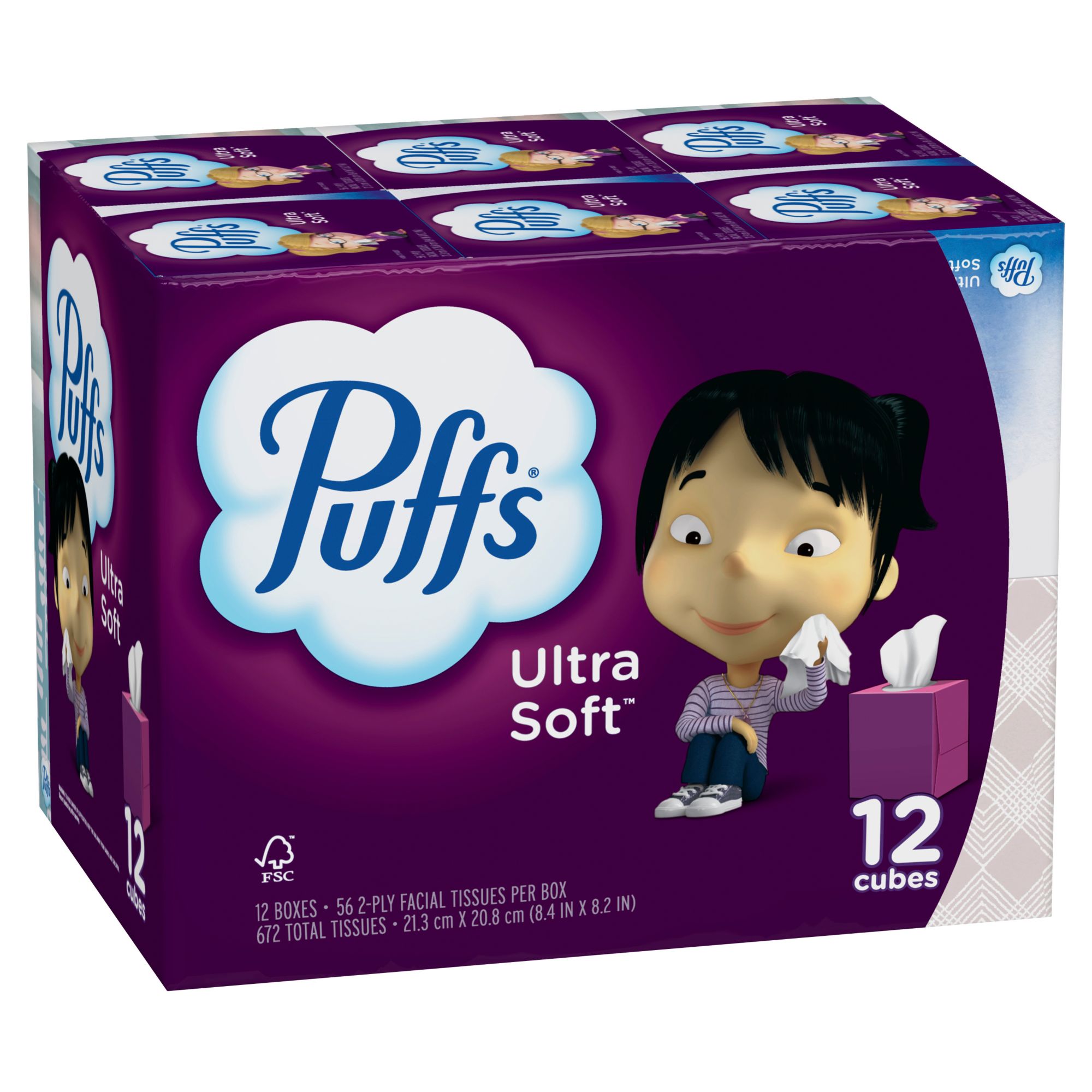 Puffs Plus Lotion Facial Tissues Boxes Bulk (Pack Of 6 Boxes), Ultra Soft  Moisture Tissues (56 Tissues Per Box)
