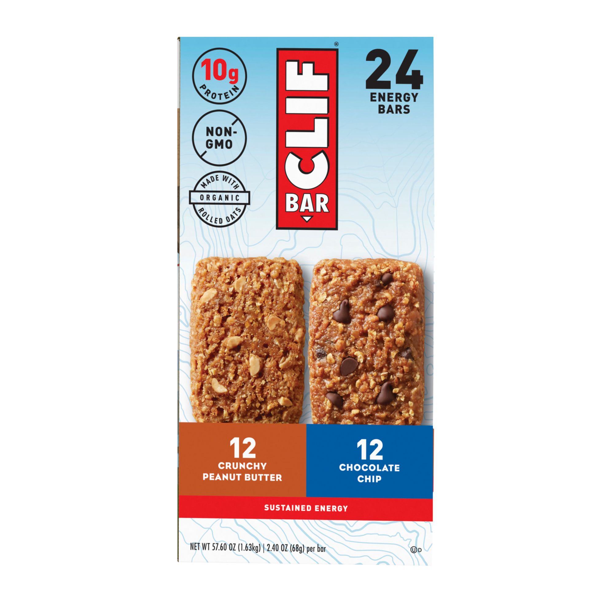 CLIF BARS - Energy Bars - Crunchy Peanut Butter - Made with Organic Oats -  Plant Based Food - Vegetarian - Kosher (2.4 Ounce Protein Bars, 12 Count)