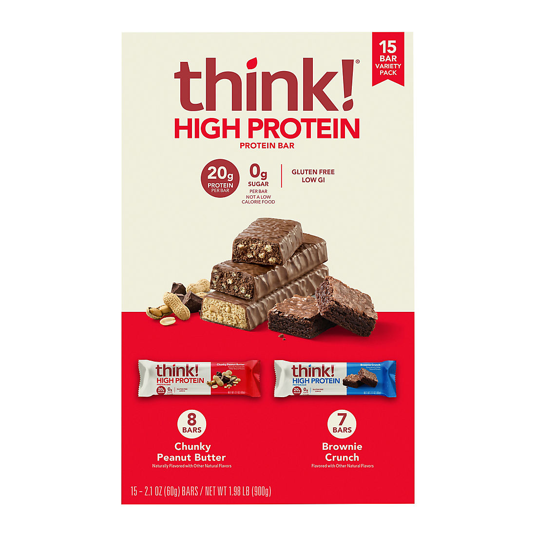 Think! High Protein Bars Variety Pack, 15 ct