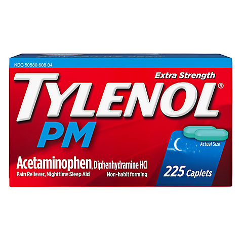 Tylenol PM Extra Strength Pain Reliever & Sleep Aid Caplets, 225 ct.