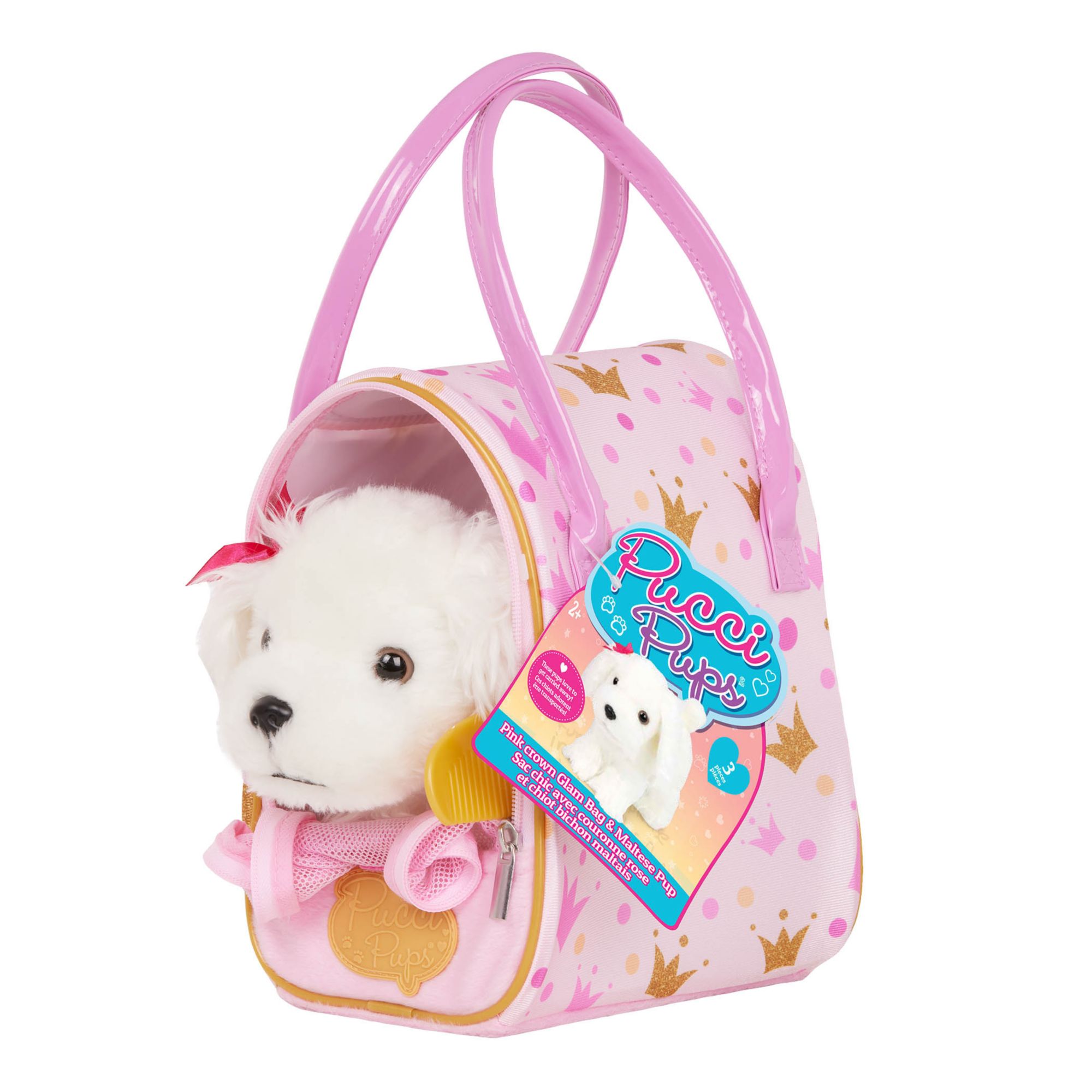 Maltese Pup Pink Crown Glam Bag