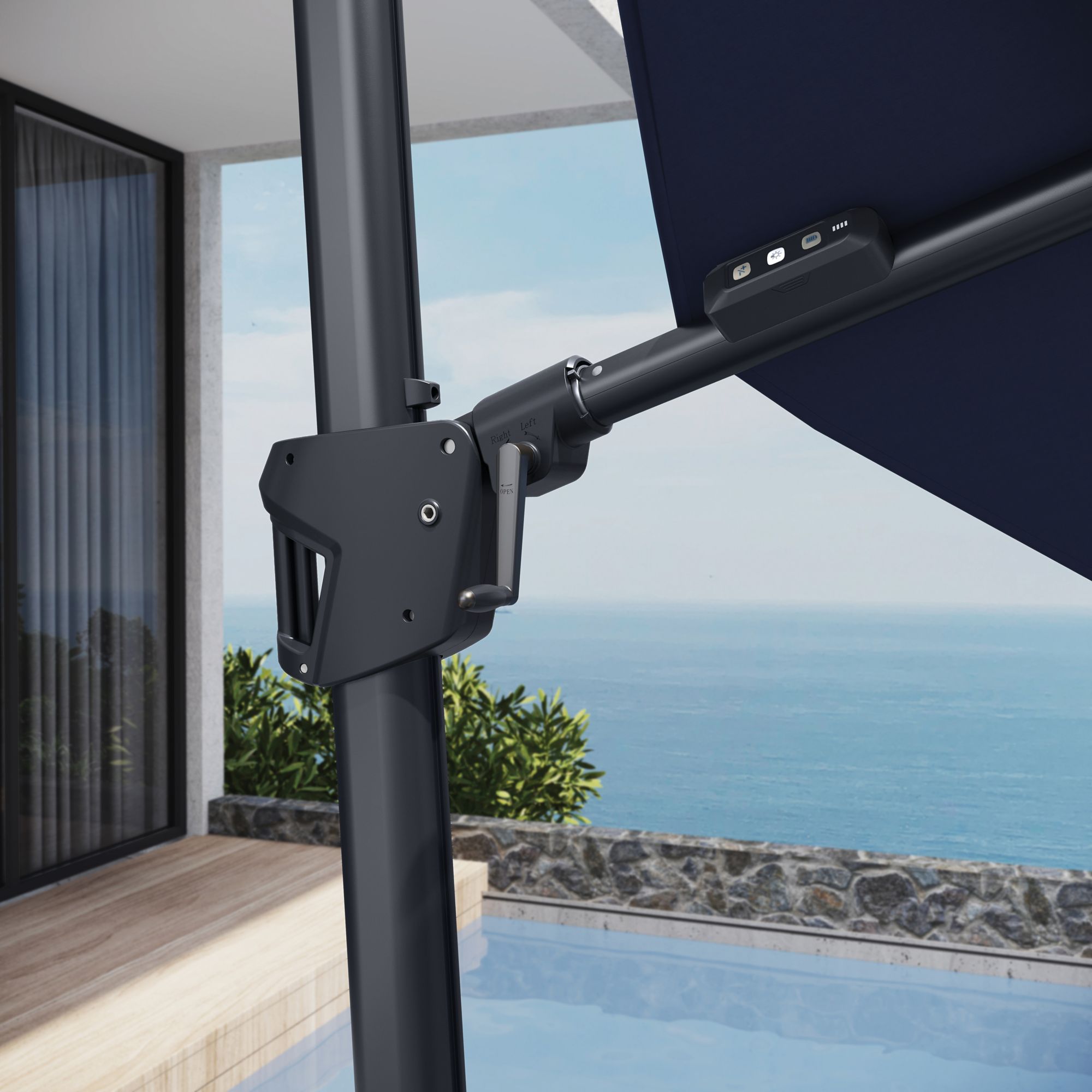 Villa By Sunvilla 11' Offset LED Umbrella – Navy
