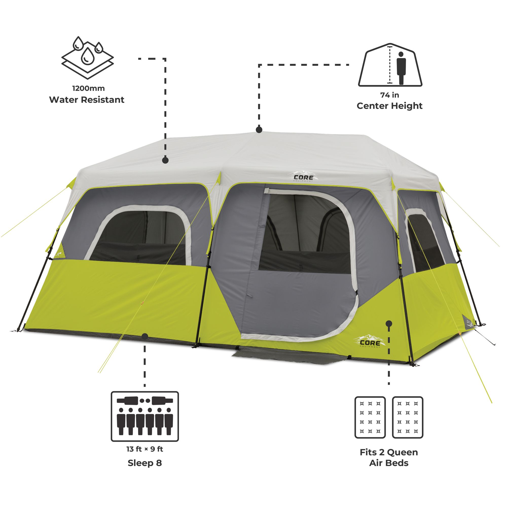 CORE Equipment 8 Person Instant Cabin Tent