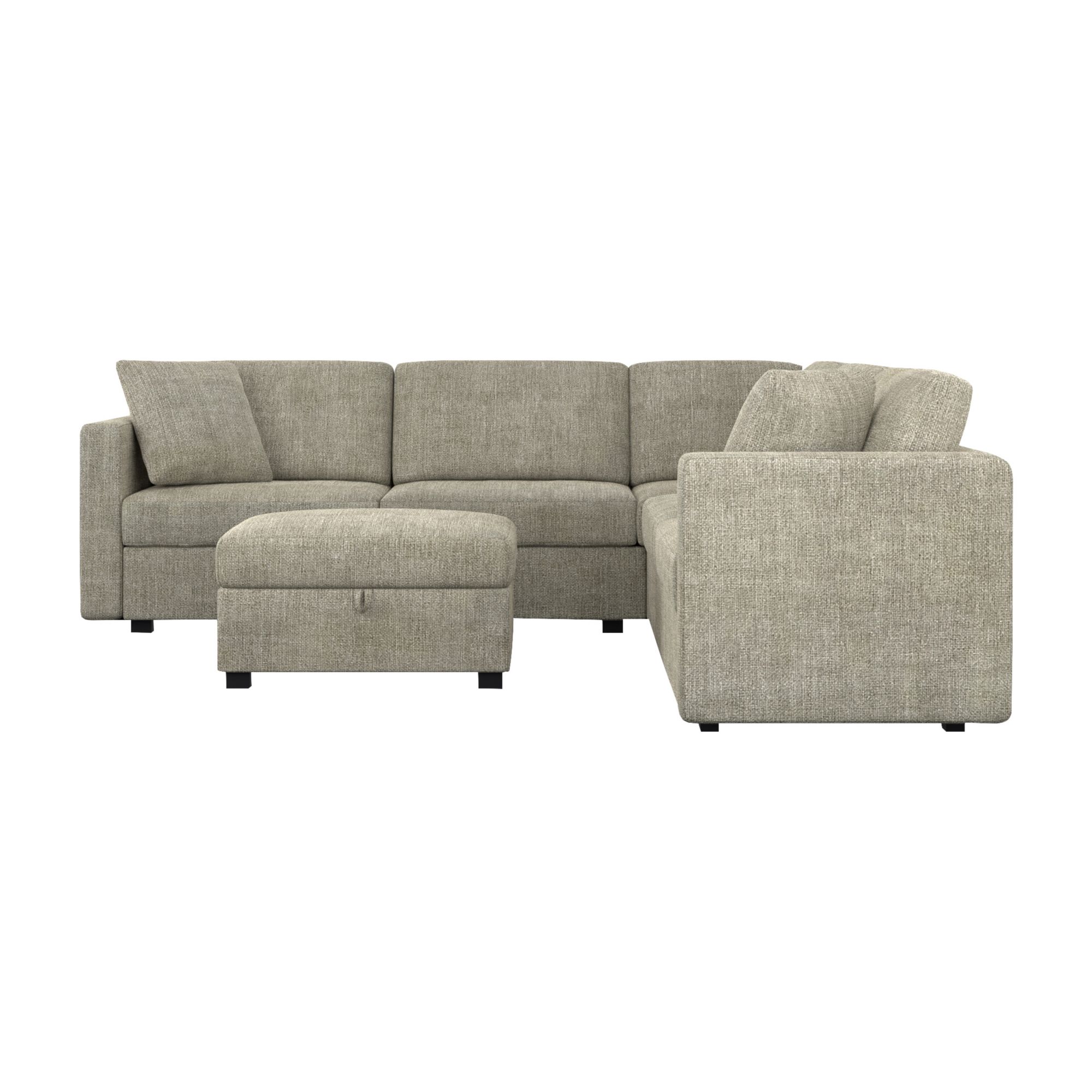 True Innovations 3-Pc. Sectional with Storage Ottoman – Taupe