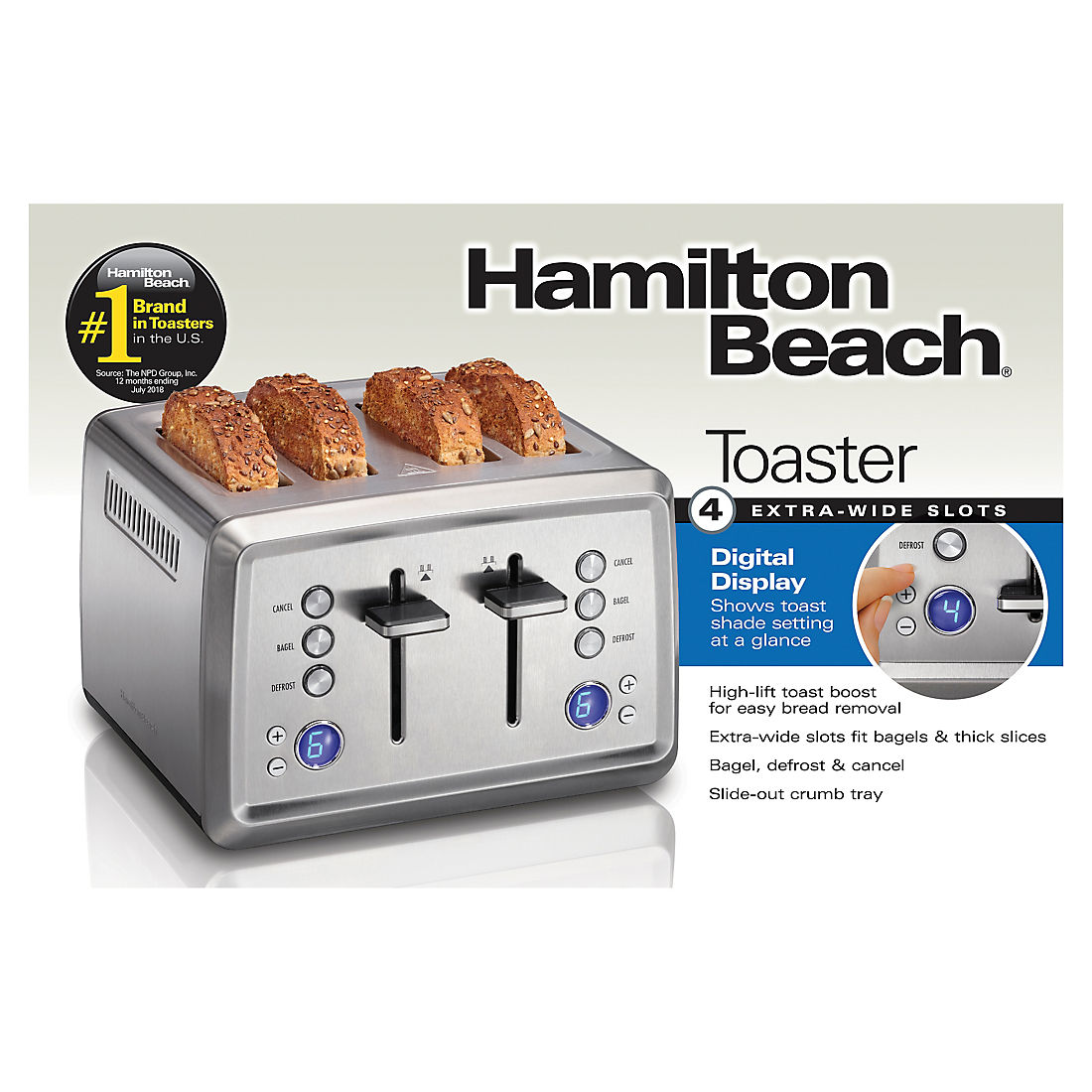 Hamilton Beach Digital 4 Slice Toaster | BJ's Wholesale Club Hamilton Beach Digital 4 Slice Toaster | BJ's Wholesale Club