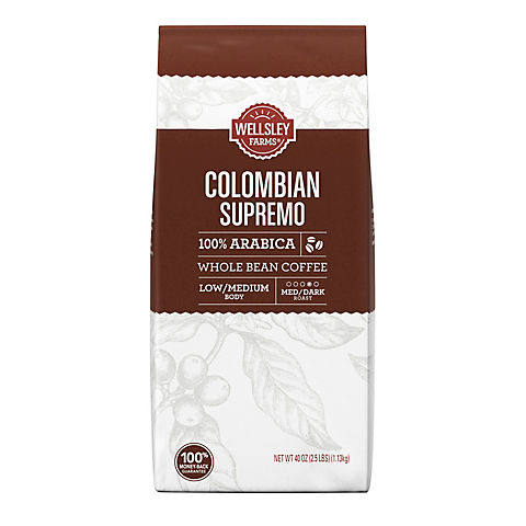 Wellsley Farms Colombian Whole Bean Coffee, 40 oz.