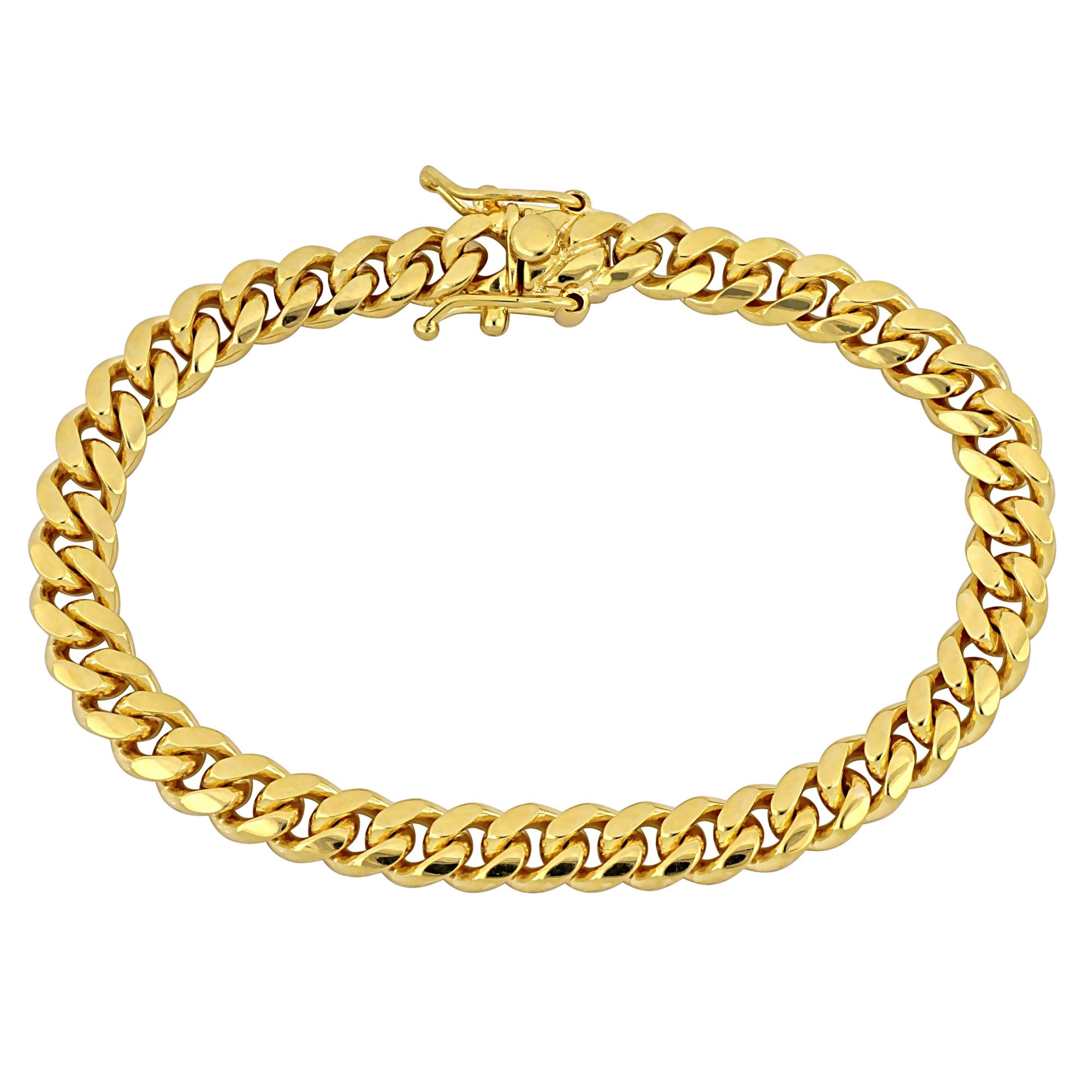 6.5mm Solid Curb Link Bracelet- Box Clasp in 14k Yellow Gold