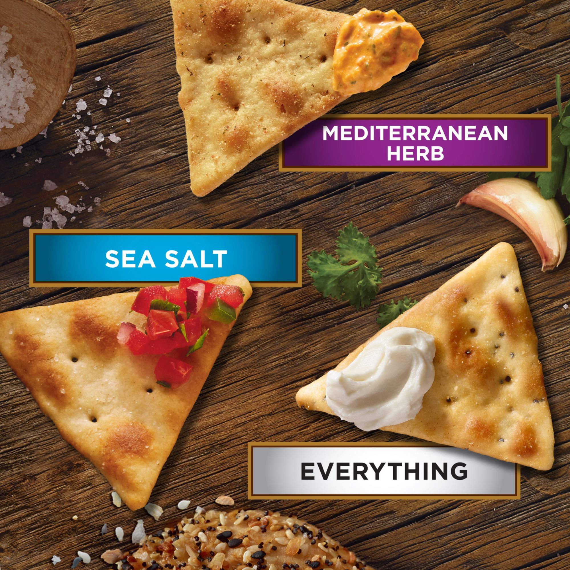 Town House Pita Oven Baked Crackers Variety Pack, Lunch Snacks, 3 pk./9.5 oz.