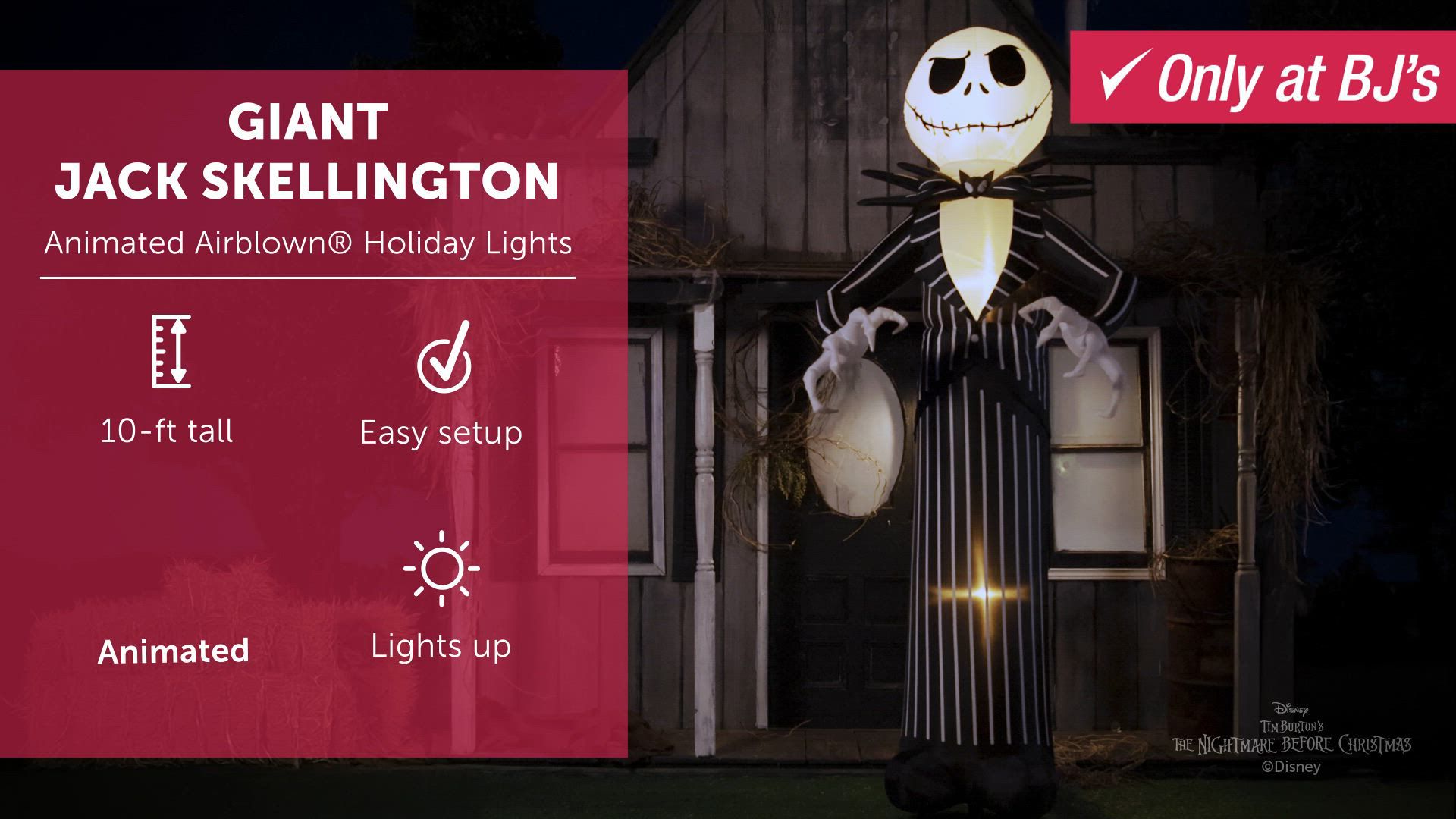 Gemmy Nightmare Before Christmas Giant Animated Halloween Inflatable Jack Skellington