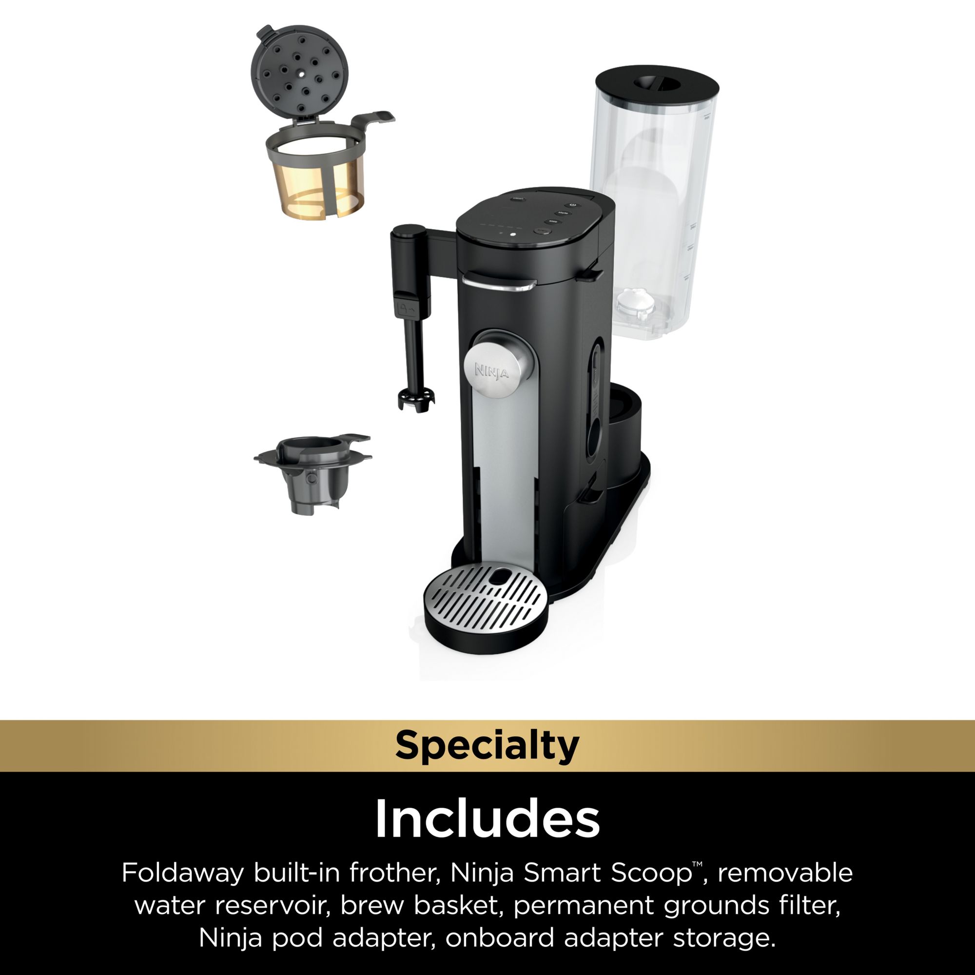 Ninja Pods & Grounds Specialty Single-Serve Coffee Maker with Milk Frother