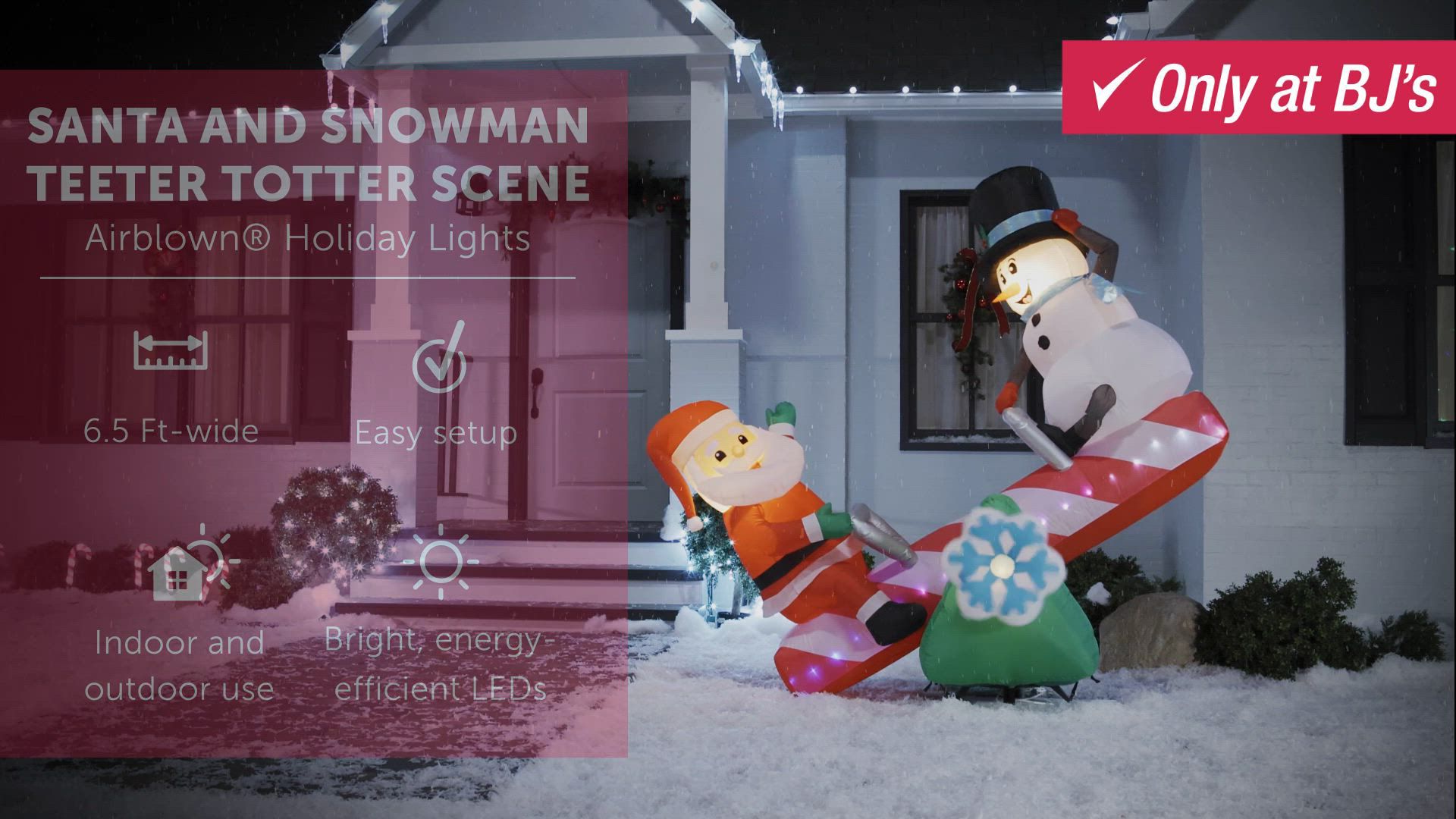 Gemmy Animated 6' Inflatable Santa and Snowman Seesaw
