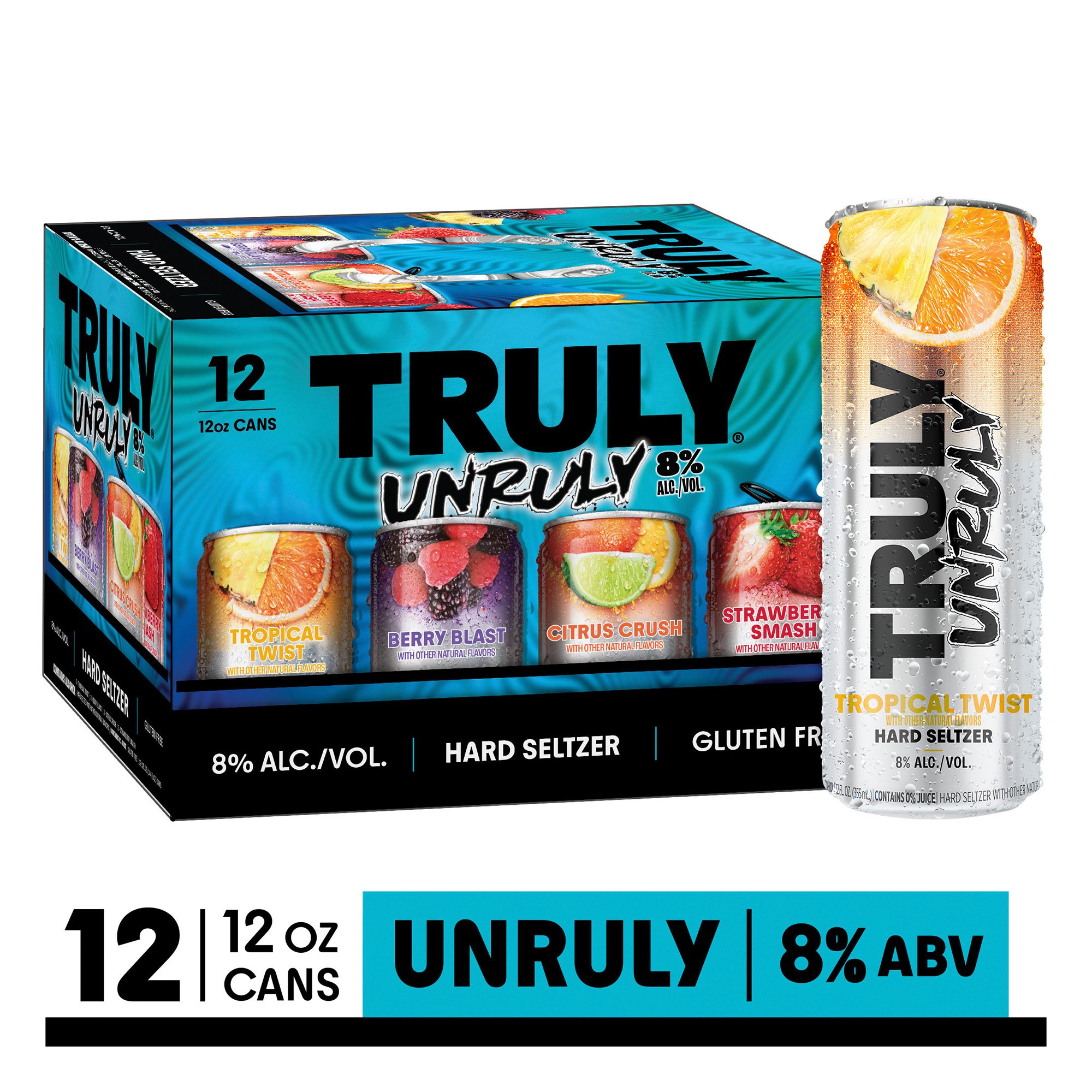 Truly Unruly Hard Seltzer Variety Pack, 8% ABV, Cans, 12 pk./12 fl. oz.
