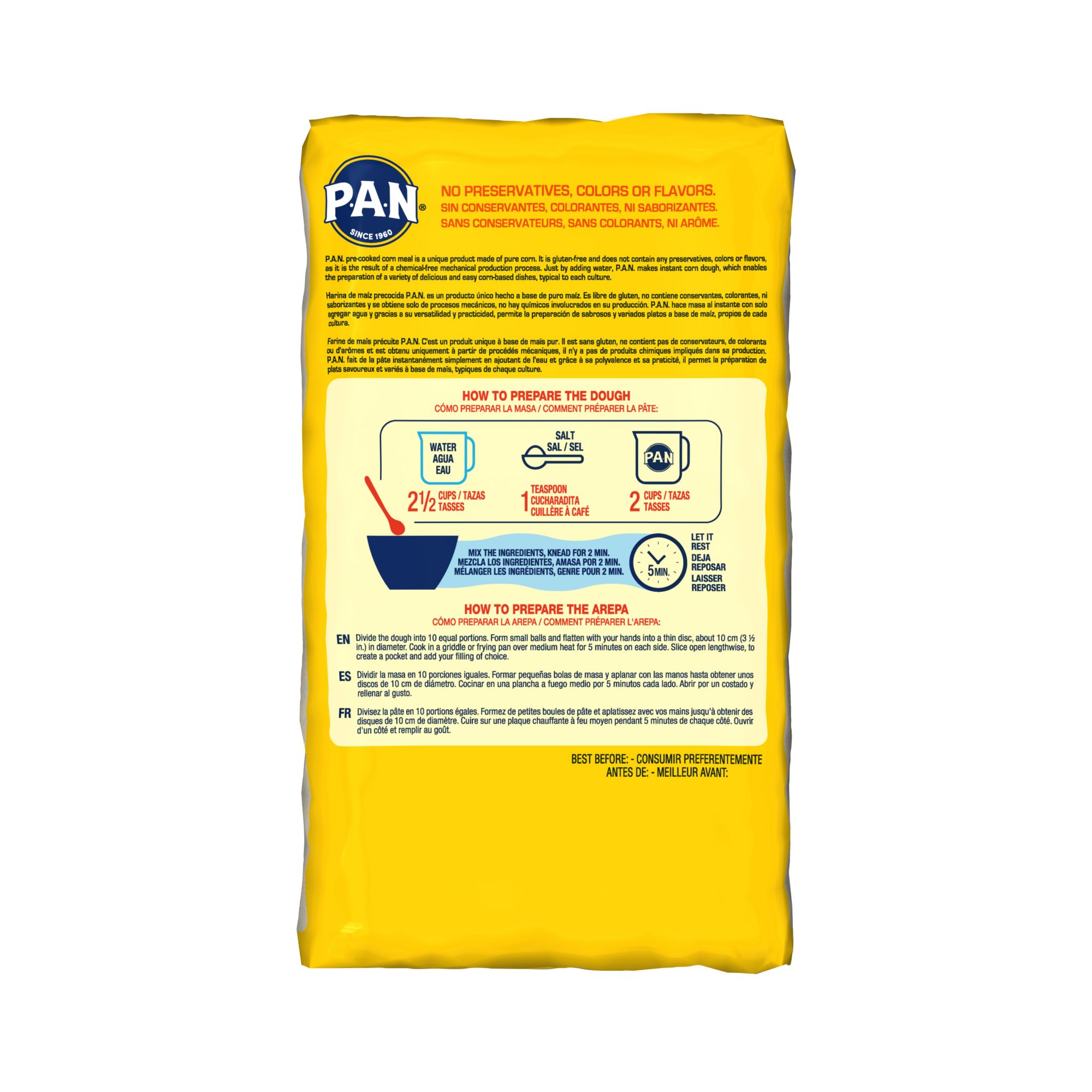 P.A.N. Pre-Cooked White Corn Meal, 5 lbs.