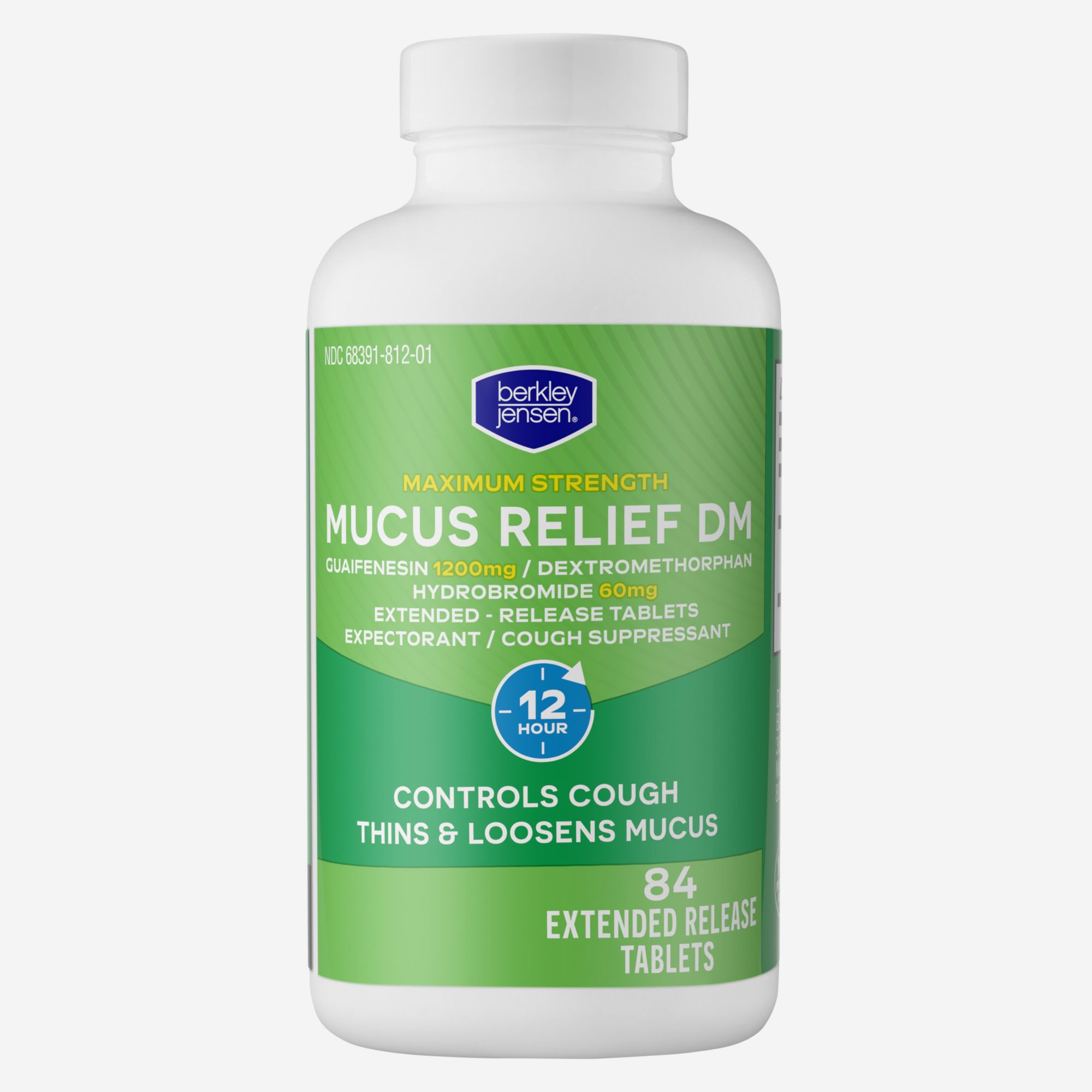 Berkley Jensen Maximum Strength Mucus Relief DM 60mg/1200mg Tablets, 84 ct.