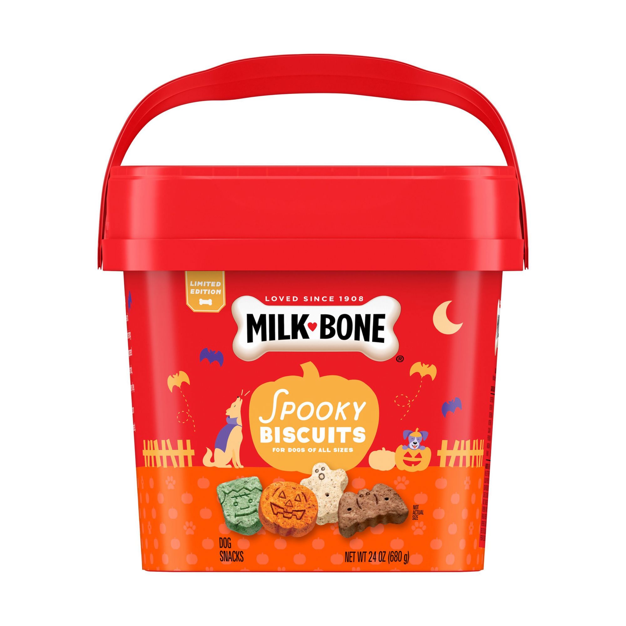Milk-Bone Spooky Biscuits, Halloween Dog Treats, 24 oz. Pail