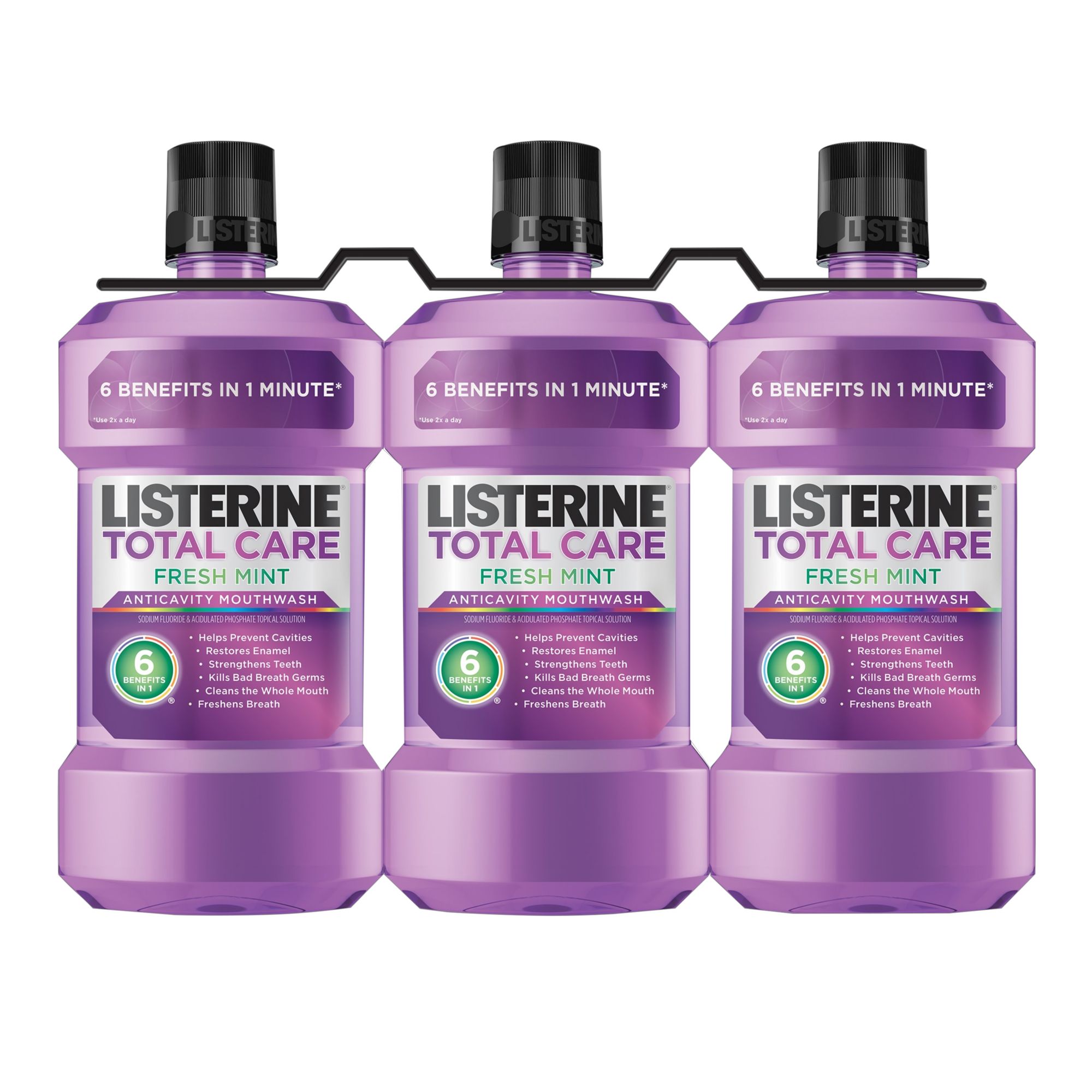 Listerine Total Care Fresh Mint Anticavity Mouthwash, 3 Pk./1L