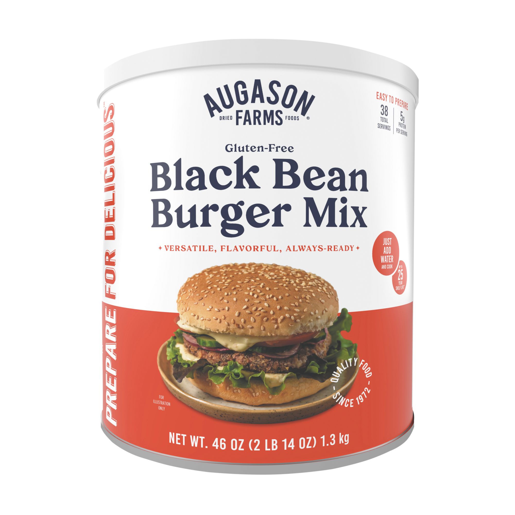 Augason Farms Gluten Free Black Bean Burger Mix Can, 46 oz. | BJ's