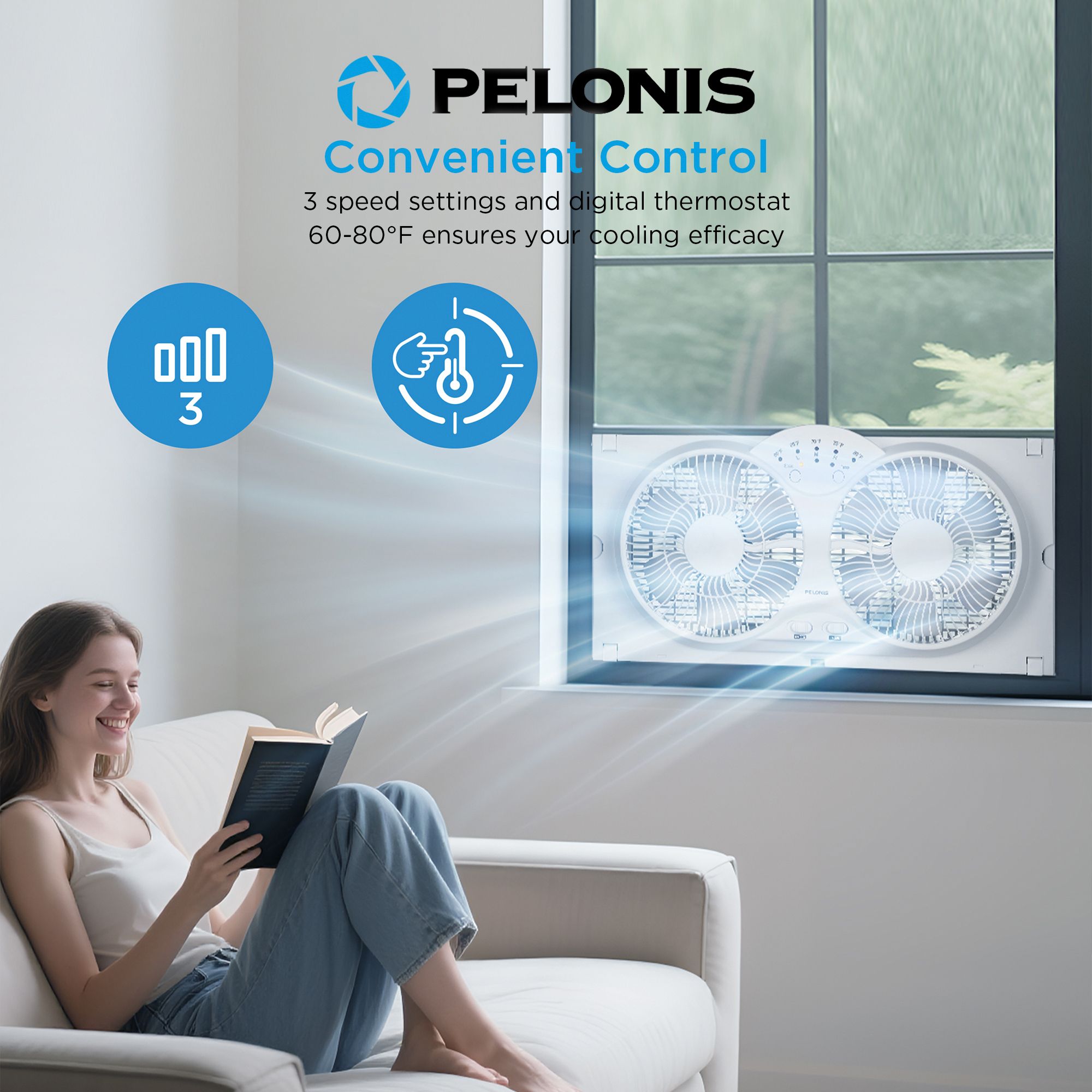 Pelonis 9" Twin Window Fan
